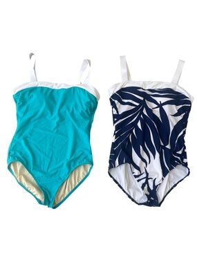 Two Miraclesuits Square Neck 1-Piece Swimsuits Both Size 12